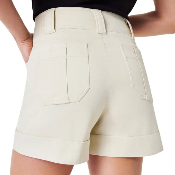 NWT Spanx Women's Plus Stretch Twill Trouser Shorts Eggshell  2X - Picture 2 of 6